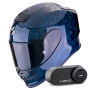 Casque Integrale Scorpion Exo R1 Evo Carbon Air Onyx Blue + Kit Bluetooth Lokui K30
