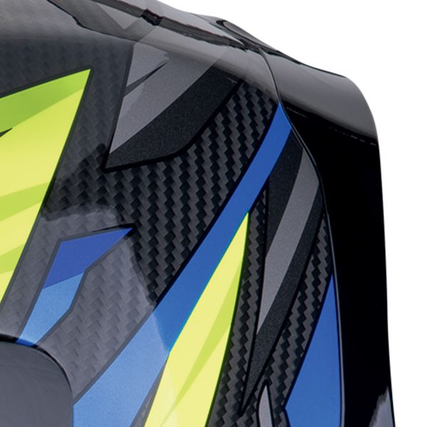 Scorpion Exo R1 Evo Carbon Air Runner Black Blue Yellow + Kit Bluetooth BT Mini