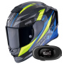 Casque Integrale Scorpion Exo R1 Evo Carbon Air Runner Black Blue Yellow + Kit bluetooth 5R Lite