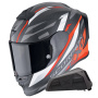 Casque Integrale Scorpion Exo R1 Evo Carbon Air Runner Black Red + Kit bluetooth Exo-Com Link-1
