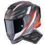 Casque Integrale Scorpion Exo R1 Evo Carbon Air Runner Matt Black Red + Kit Bluetooth BT Mini
