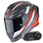 Casque Integrale Scorpion Exo R1 Evo Carbon Air Runner Matt Black Red + Kit Bluetooth Lokui K30