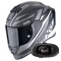 Casque Integrale Scorpion Exo R1 Evo Carbon Air Runner Matt Black White + Kit bluetooth 5R Lite