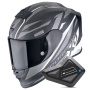 Casque Integrale Scorpion Exo R1 Evo Carbon Air Runner Matt Black White + Kit Bluetooth BT Mini