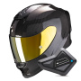 Casque Integrale Scorpion Exo R1 Evo Carbon Air Solid Black + Kit Bluetooth BT Mini