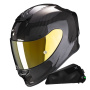 Casque Integrale Scorpion Exo R1 Evo Carbon Air Solid Black + Kit bluetooth Exo-Com Link-1C