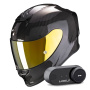 Casque Integrale Scorpion Exo R1 Evo Carbon Air Solid Black + Kit Bluetooth Lokui K30