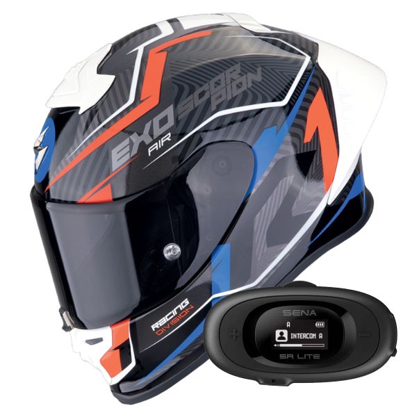 Integrale Scorpion Exo R1 Evo II Air Coup Black Red Blue + Kit bluetooth 5R Lite