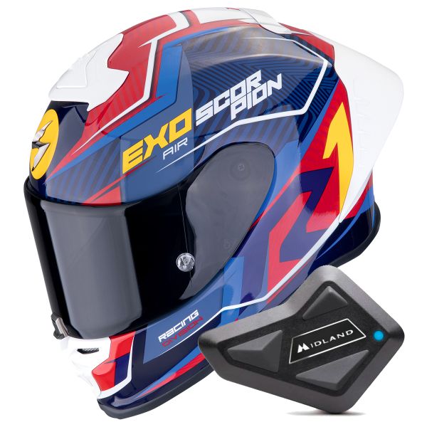 Integrale Scorpion Exo R1 Evo II Air Coup Black Red Yellow + Kit Bluetooth BT Mini