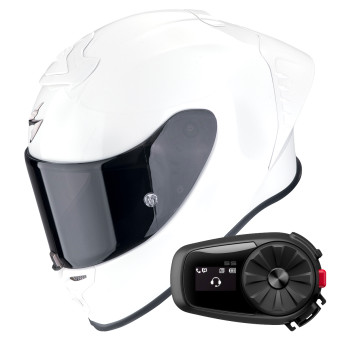 Integrale Scorpion Exo R1 Evo II Air Pearl White + Kit Bluetooth 5S Solo
