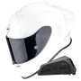 Casque Integrale Scorpion Exo R1 Evo II Air Pearl White + Kit bluetooth Exo-Com Link-1