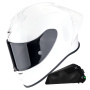 Casque Integrale Scorpion Exo R1 Evo II Air Pearl White + Kit bluetooth Exo-Com Link-1C