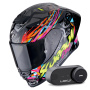 Casque Integrale Scorpion Exo R1 Evo II Air Savage Black Blue Pink + Kit Bluetooth Lokui K30