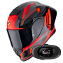 Casque Integrale Scorpion Exo R1 Evo II Air Vital Black Silver Red + Kit bluetooth 5R Lite Solo