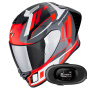 Casque Integrale Scorpion Exo R1 Evo II Air Vital Grey White Red + Kit bluetooth 5R Lite Solo