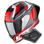 Casque Integrale Scorpion Exo R1 Evo II Air Vital Grey White Red + Kit Bluetooth BT Mini
