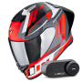 Casque Integrale Scorpion Exo R1 Evo II Air Vital Grey White Red + Kit Bluetooth Lokui K30