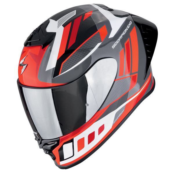 Scorpion Exo R1 Evo II Air Vital Grey White Red + Kit bluetooth Exo-Com Link-1C