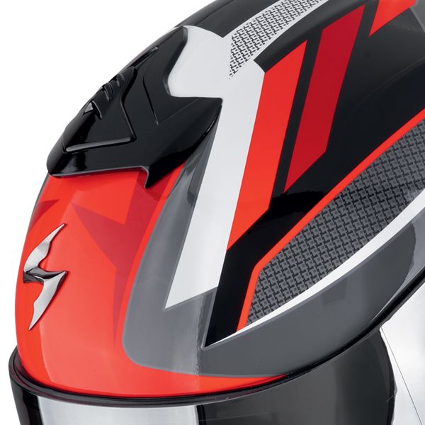 Scorpion Exo R1 Evo II Air Vital Grey White Red + Kit bluetooth Exo-Com Link-1C