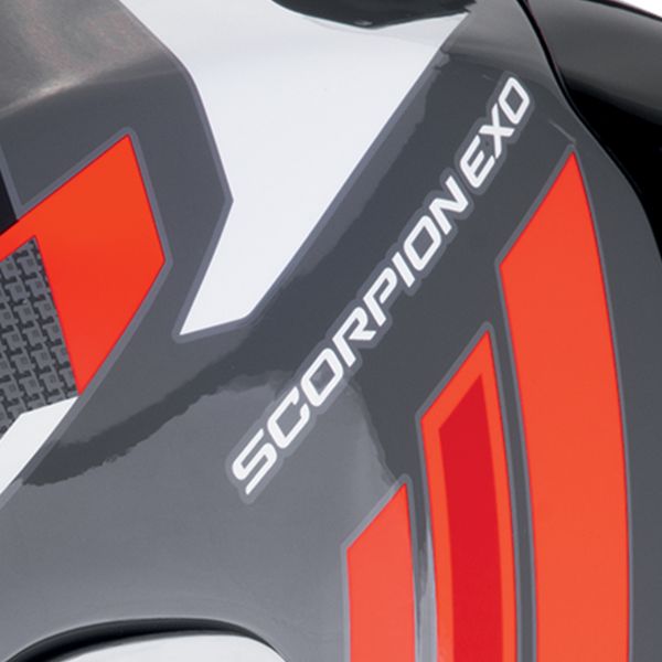 Scorpion Exo R1 Evo II Air Vital Grey White Red + Kit bluetooth Exo-Com Link-1C