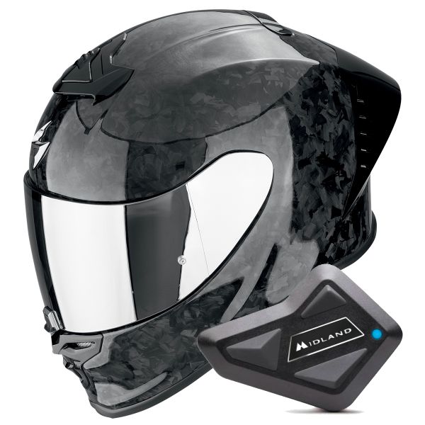 Integrale Scorpion Exo R1 Evo II Carbon Air Onyx Black + Kit Bluetooth BT Mini Integrale Scorpion Exo R1 Evo II Carbon Air Onyx Black + Kit Bluetooth BT Mini