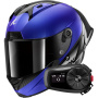 Casque Integrale Shark Aeron GP Blank SP Carbon Blue Anthracite + Kit Bluetooth 5S Solo