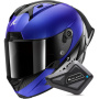 Casque Integrale Shark Aeron GP Blank SP Carbon Blue Anthracite + Kit Bluetooth BT Mini