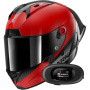 Casque Integrale Shark Aeron GP Blank SP Carbon Red Anthracite + Kit bluetooth 5R Lite Solo
