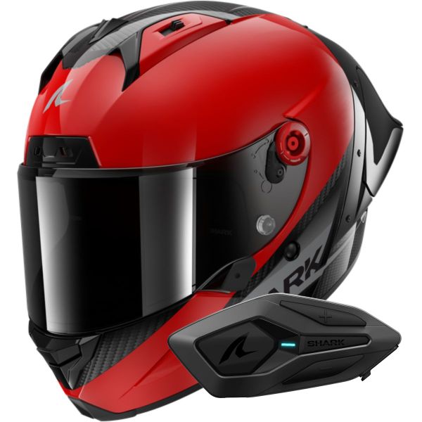 Integrale Shark Aeron GP Blank SP Carbon Red Anthracite + Kit Bluetooth Sena for Shark S