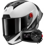 Casque Integrale Shark Aeron GP Blank SP Carbon White Anthracite + Kit Bluetooth 5S Solo
