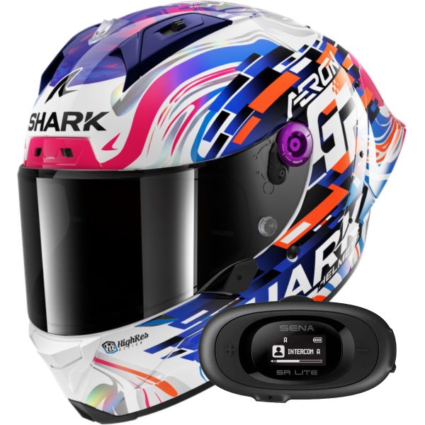 Integrale Shark Aeron GP Blank SP Replica Zarco GP de France + Kit bluetooth 5R Lite Sol