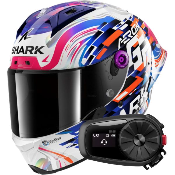 Integrale Shark Aeron GP Blank SP Replica Zarco GP de France + Kit Bluetooth 5S Solo