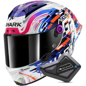 Integrale Shark Aeron GP Blank SP Replica Zarco GP de France + Kit Bluetooth BT Mini