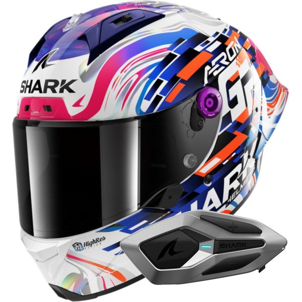 Integrale Shark Aeron GP Blank SP Replica Zarco GP de France + Kit Bluetooth Sena Mesh