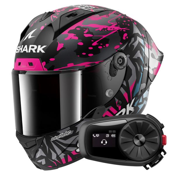 Integrale Shark Aeron GP FIM 2 Racing Replica Redding Mat KVB + Kit Bluetooth 5S Solo