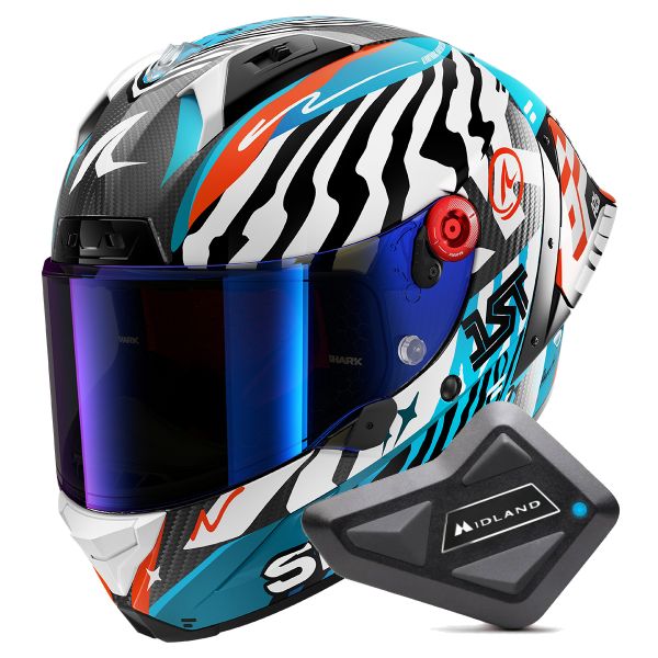 Integrale Shark Aeron GP FIM 2 Racing Speed-Fancy DWB + Kit Bluetooth BT Mini