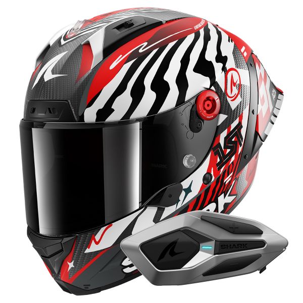 Integrale Shark Aeron GP FIM 2 Racing Speed-Fancy Mat DWR + Kit Bluetooth Mesh Sena for