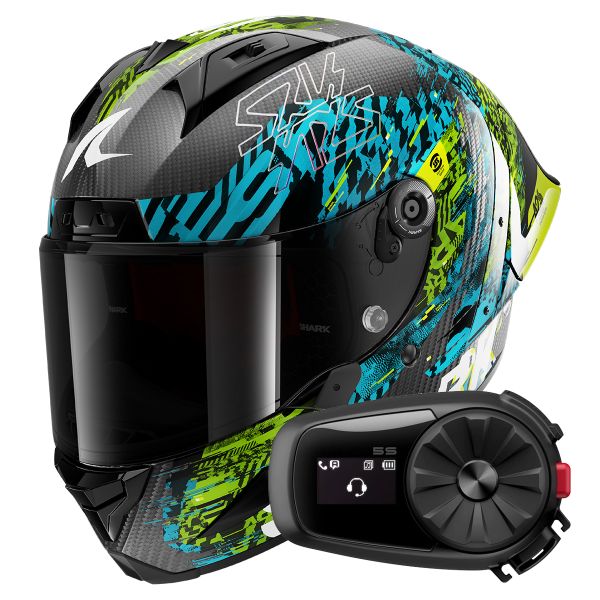 Integrale Shark Aeron GP FIM 2 Racing Speed-Vib DBG + Kit Bluetooth 5S Solo