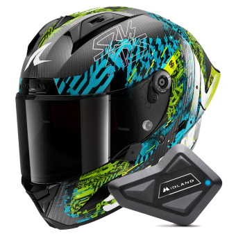 Integrale Shark Aeron GP FIM 2 Racing Speed-Vib DBG + Kit Bluetooth BT Mini
