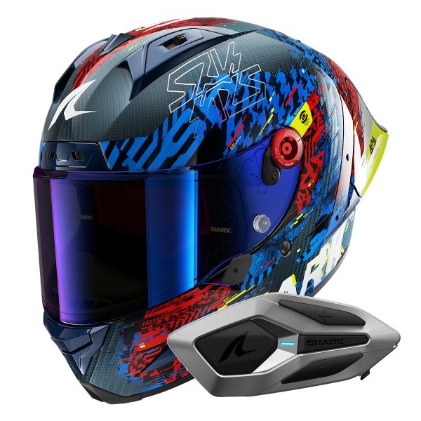 Integrale Shark Aeron GP FIM 2 Racing Speed-Vib DBR + Kit Bluetooth Sena for Shark Mesh