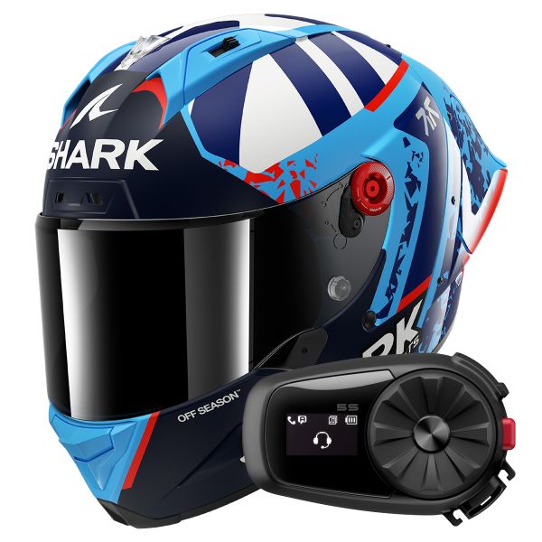 Integrale Shark Aeron GP Fim Racing Replica Raul Fernandez BBW + Kit Bluetooth 5S Solo