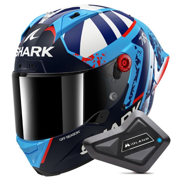 Integrale Shark Aeron GP Fim Racing Replica Raul Fernandez BBW + Kit Bluetooth BT Mini