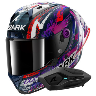 Integrale Shark Aeron GP Fim Racing Replica Zarco Signature Carbon DWV + Kit Bluetooth S