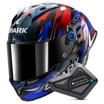 Integrale Shark Aeron GP FIM Racing Replica Zarco Victory 2025 DBU + Kit Bluetooth BT Mi