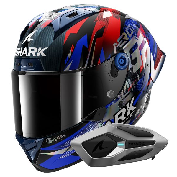 Integrale Shark Aeron GP FIM Racing Replica Zarco Victory 2025 DBU + Kit Bluetooth Mesh