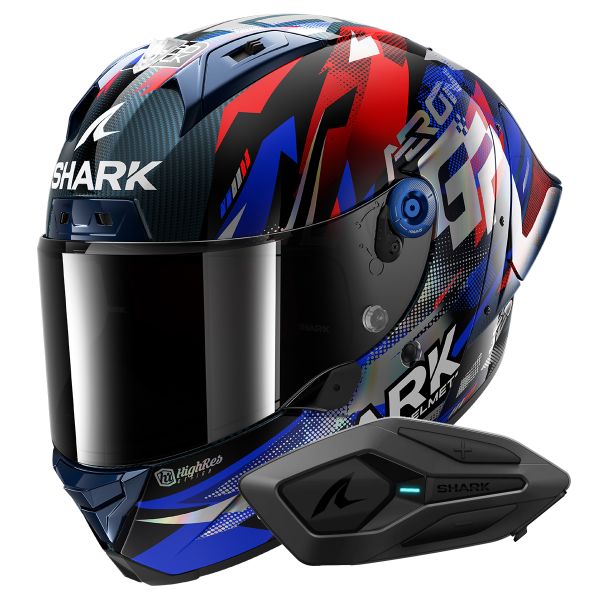 Integrale Shark Aeron GP FIM Racing Replica Zarco Victory 2025 DBU + Kit Bluetooth Sena