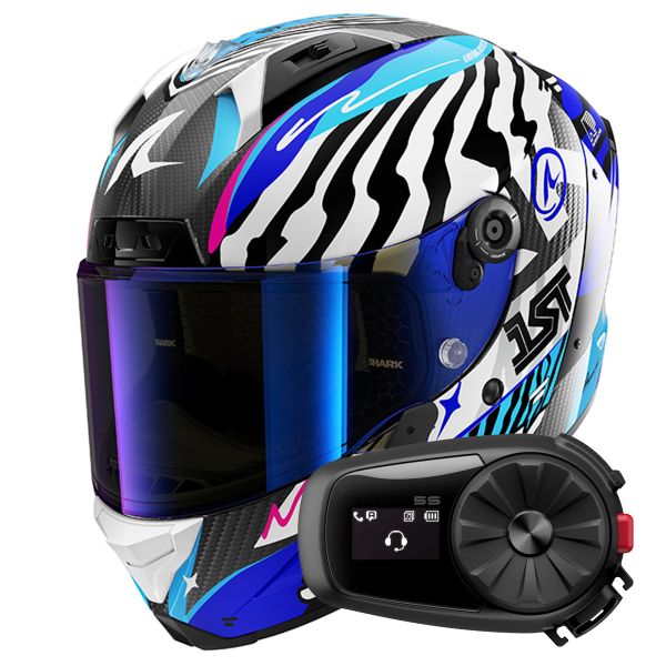 Integrale Shark Aeron Speed-Fancy DWB + Kit Bluetooth 5S Solo