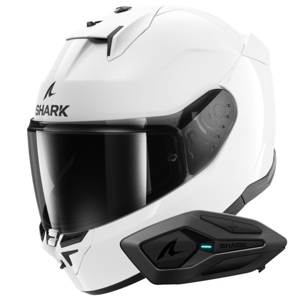 Integrale Shark D-Skwal 3 Blank WHU + Kit Bluetooth Sena for Shark Solo