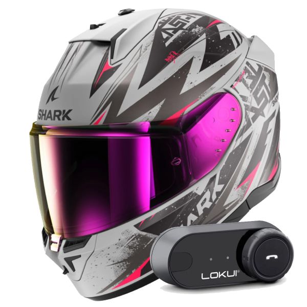 Integrale Shark D-Skwal 3 Blast-R Mat SVK + Kit Bluetooth Lokui K30