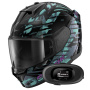 Casque Integrale Shark D-Skwal 3 Reptaia Mat KXK + Kit Bluetooth 5R Lite